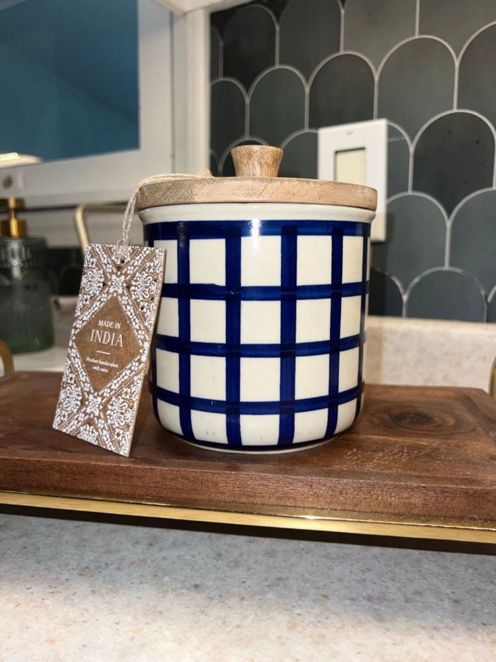 Made In India Ceramic Jar with Wood Lid - Picture 9 of 9